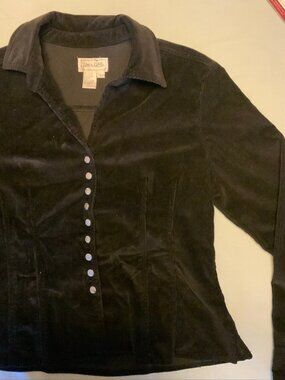Live a Little Black Corduroy Snap Jacket Size L Y2K Shacket